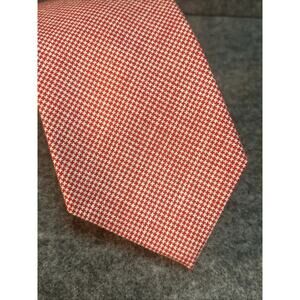 Tattersall Fabric Necktie Red And White Herringbone 3” Wide x 55” Long Vintage